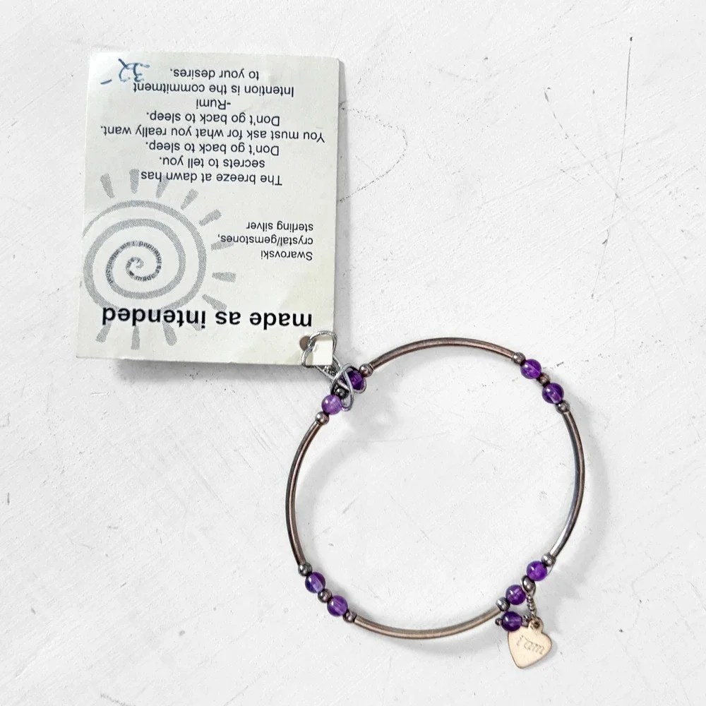 Made As Intended Amethyst Sterling Silver I Am Intention Bracelet Purple Stretch